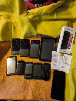 9 cell phones one GPS handheld computer all being sold as is Where is no refunds Read full description will not separate