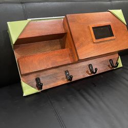 Entryway Wall Organizer Solid Wood With Metal Hooks For ✉️ 