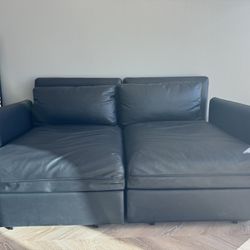 Black Vegan Leather Sofa Bed IKEA Vallentuna