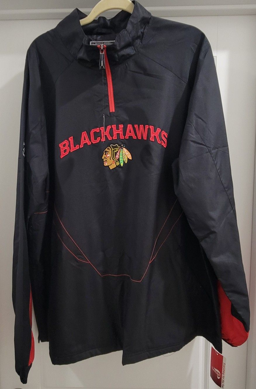 CHICAGO BLACKHAWKS Reebok Windbreaker Quarter Zip XL Pullover Jacket - NEW with Tags
