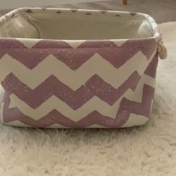 Purple and white bin