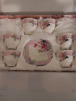 Set Of 6 Floral Tea Cup And Saucer 