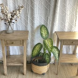 Adorable Pottery Barn STYLE Solid Wood Pair Nightstands End Tables BOHO Chic