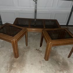 Glass Top Coffee and End Tables Set