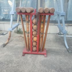 Antique Wooden Croquet Set