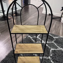 3-tier metal and wood accent shelf