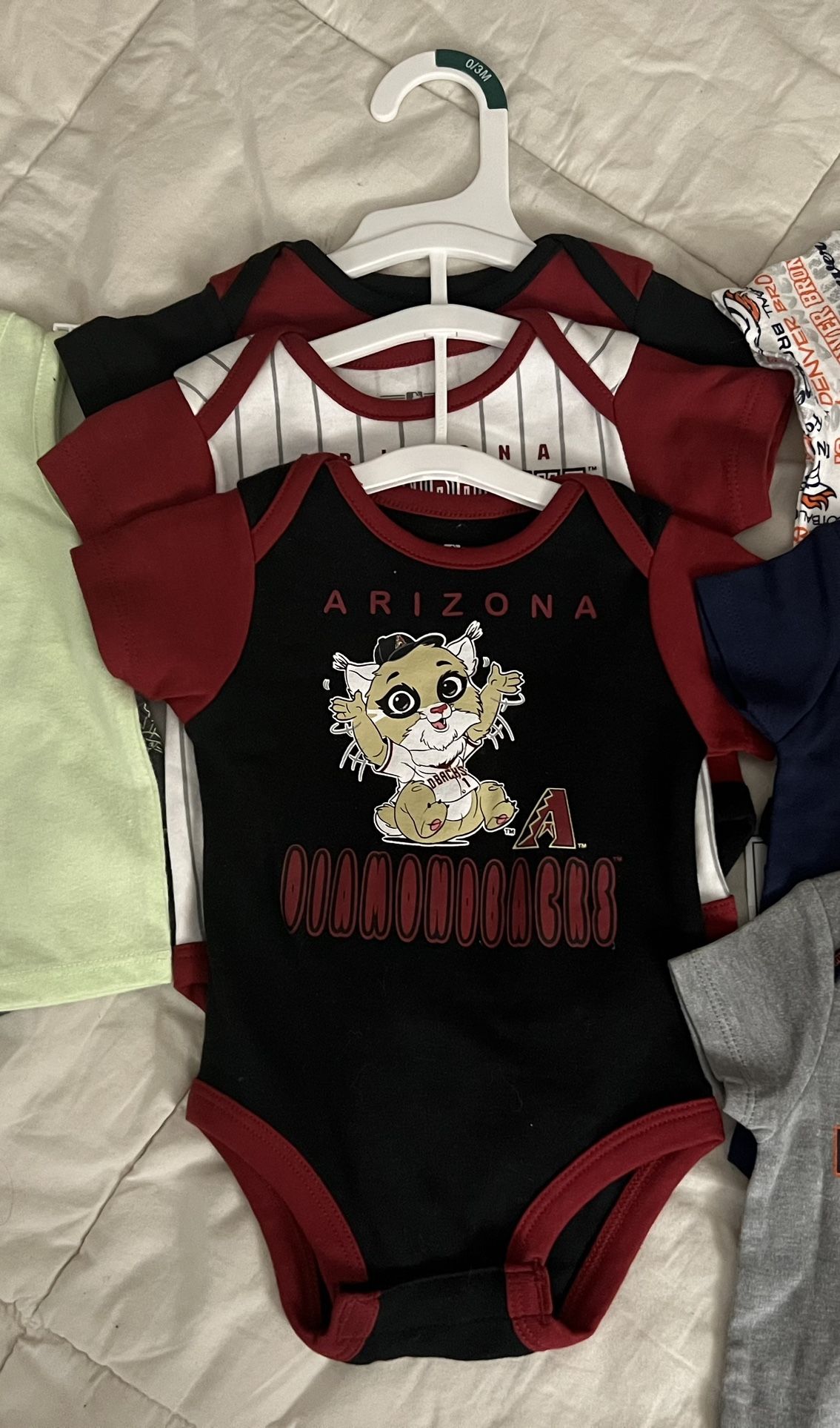 New Baby 0-3 Month Diamondbacks Set Of 3 Onesies / Bodysuits NWT