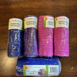 NEW Deco Mesh 6” Rolls Lot- 5  