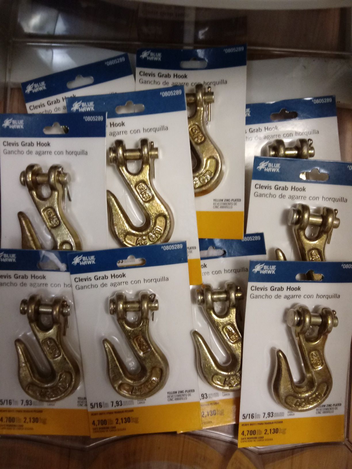 Ten (10) 5/16" Clevis Grab Hooks Flatbed Truck Trailer Tow Chain Hook