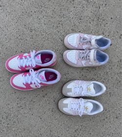 3 Pairs kids girls pink Sneakers Nike and Adidas