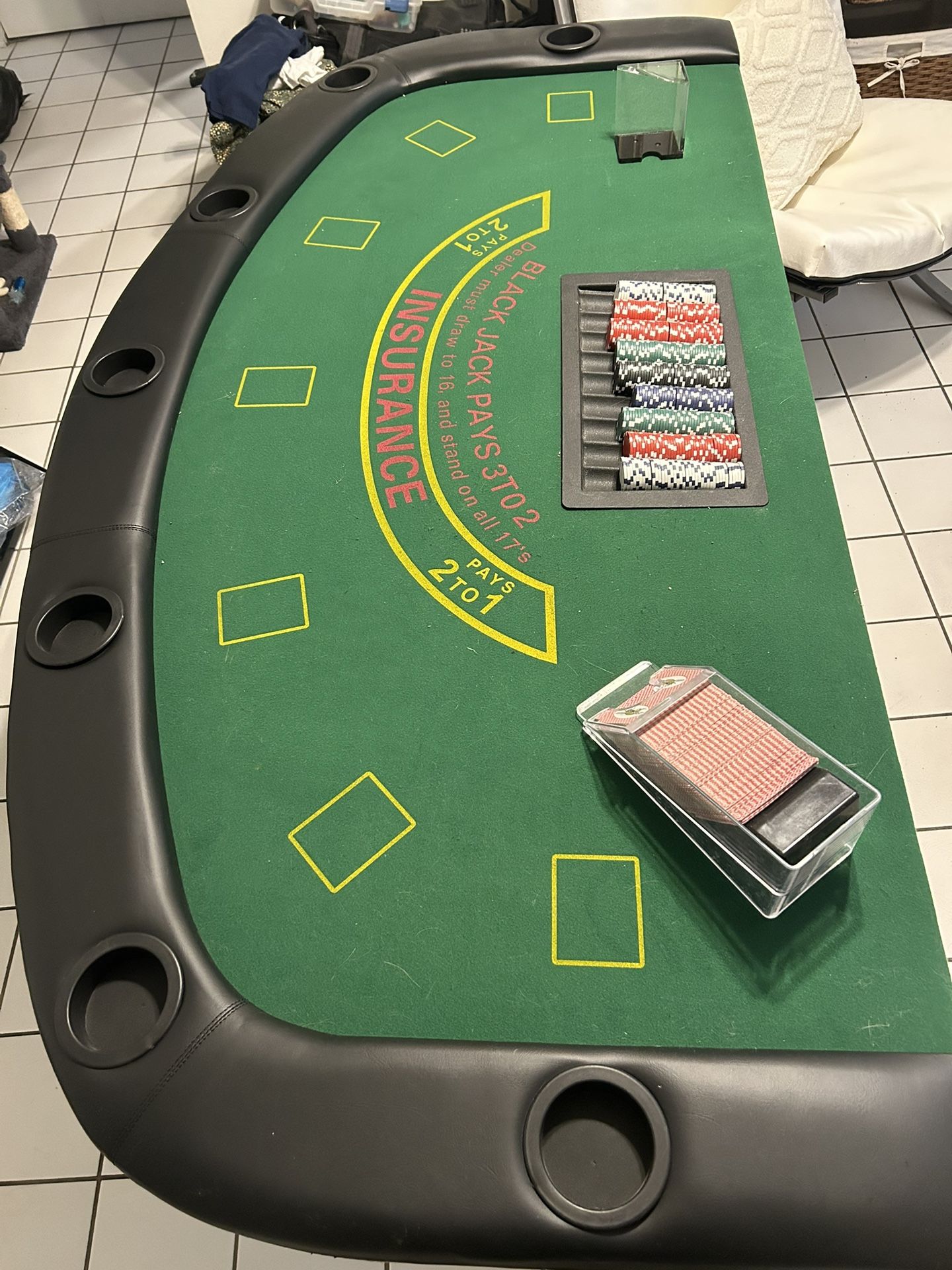 Black Jack Table w/ Chips and Cards