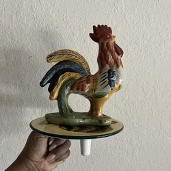 Glass Rooster & Table 