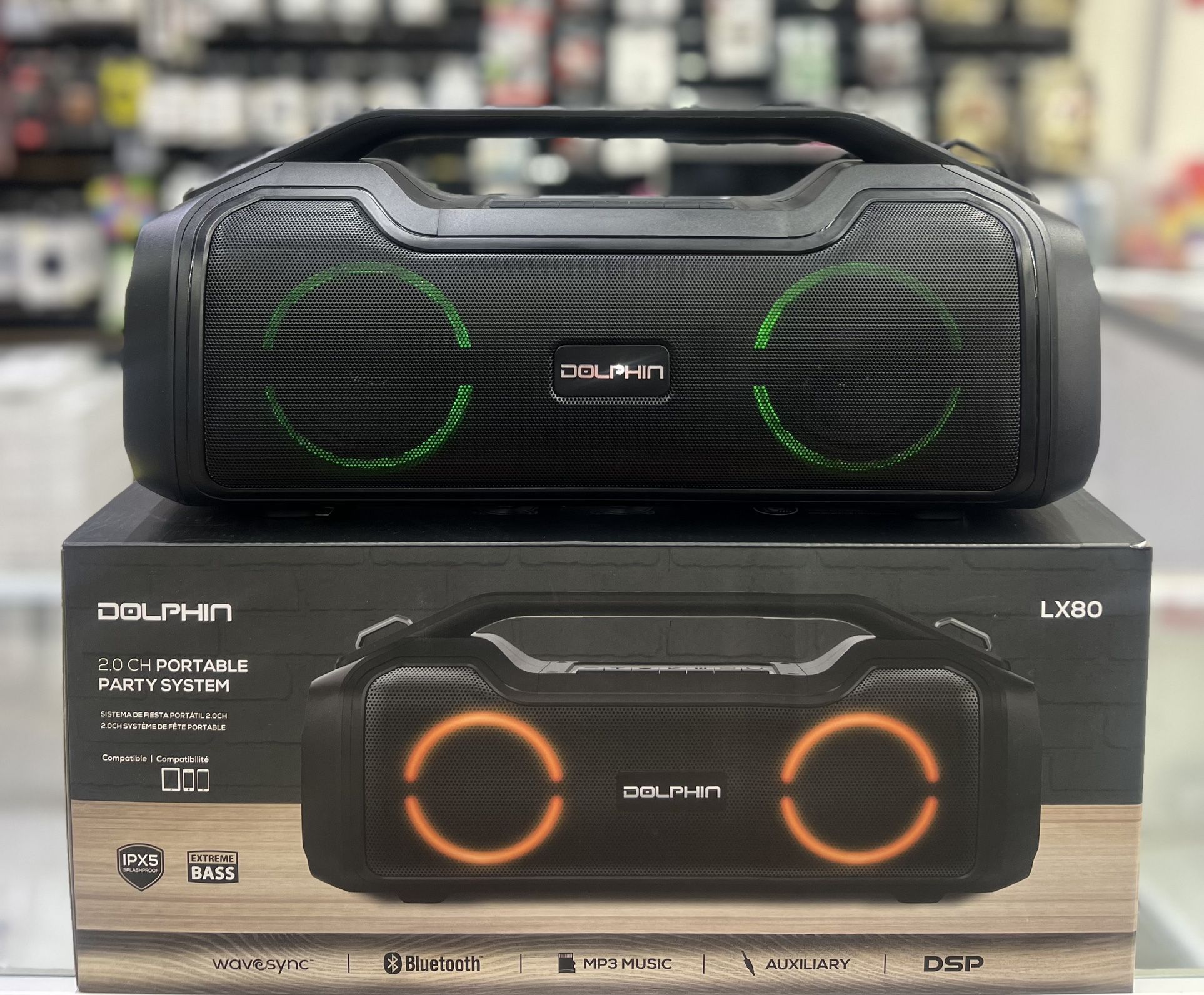 Rechargeable Portable Bluetooth Speaker with Party Lights