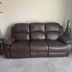 2 Faux Leather Reclining Sofas
