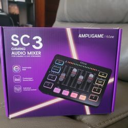FIFINE Gaming Audio Mixer, Streaming RGB PC Mixer with XLR Microphone Interface, Individual Control, Volume Fader, Mute Button, 48V Phantom Power, for