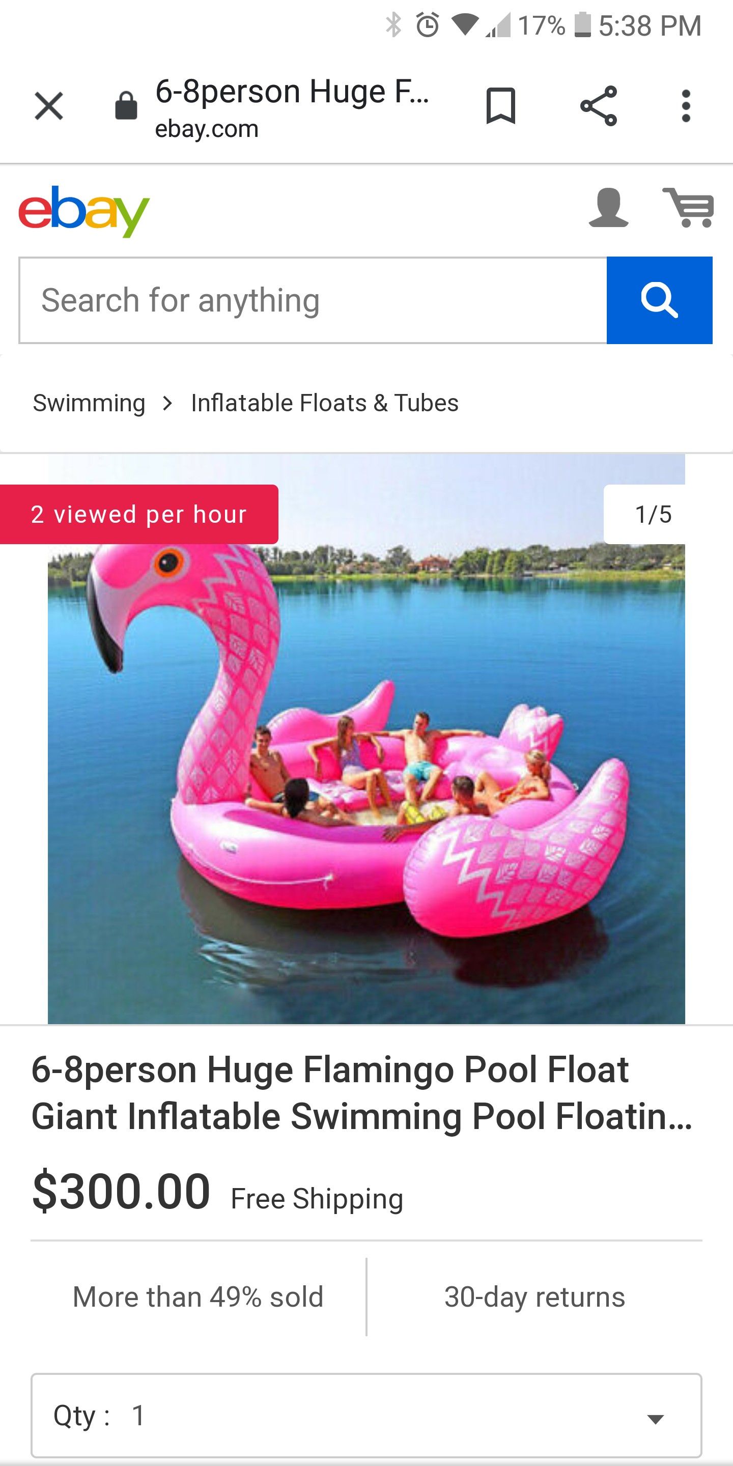 New in box=Flamingo float for 6-8 ppl