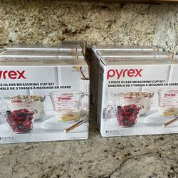New 6 Boxes  Pyrex  3-piece Measuring Cup Set -$20ea