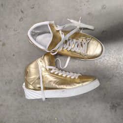 Versace Men's Gold Leather Mudusa Hi-top Kicks