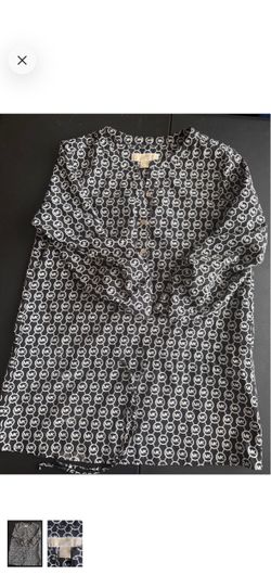 Michael Kors Black and White Logo Button-Front Top