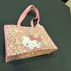  Hello Kitty Pink Leopard Heart Tote Bag with Zipper 