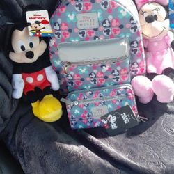 Mickey and Minnie Bag, Wallet And Plush Animals