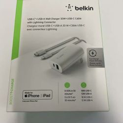 FAST WALL CHARGER BELKIN 27W/ 30W FOR SAMSUNG OR IPHONE