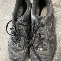 Nike black Air Force ones size 10 leather