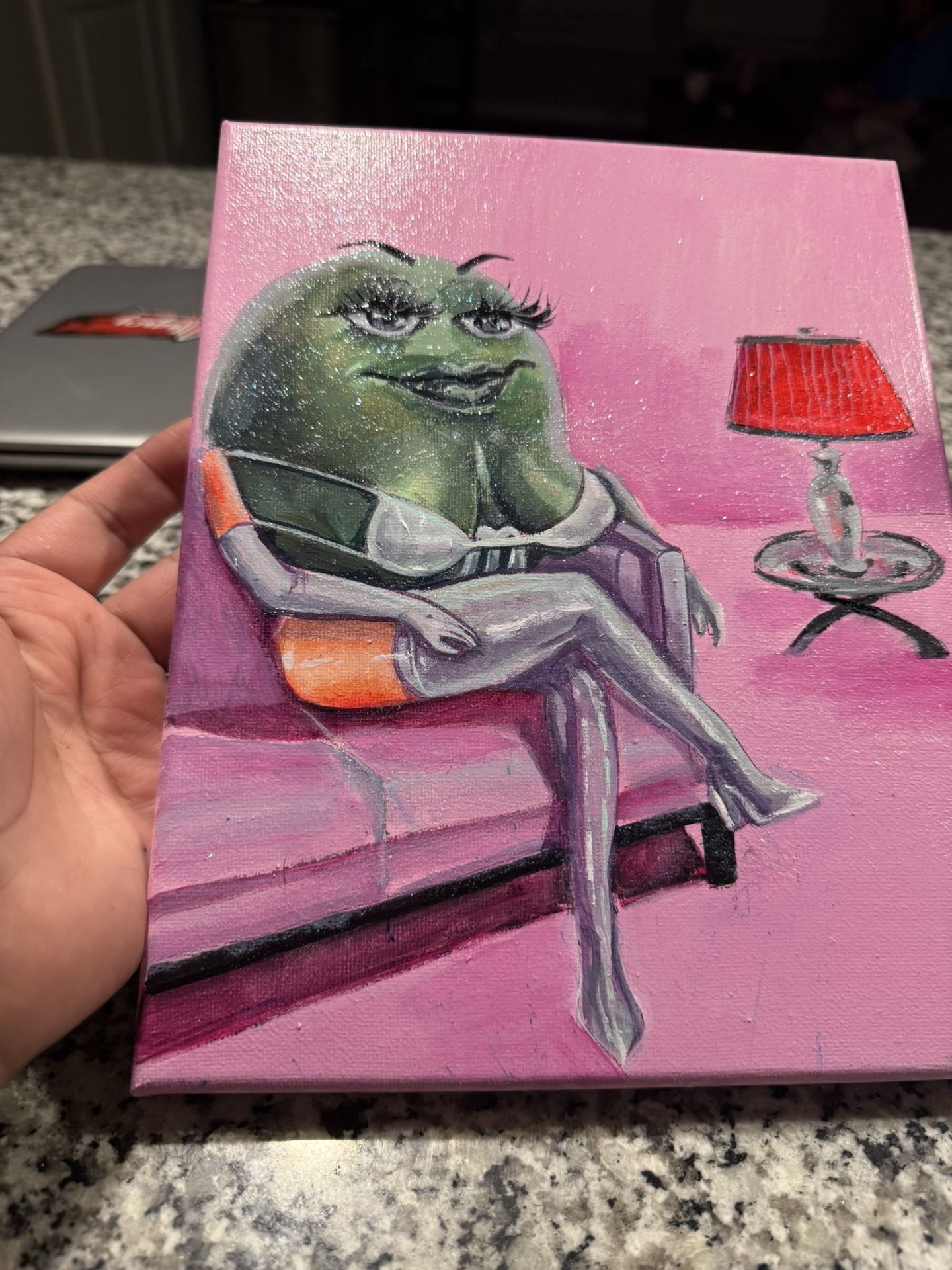 Sexy Green M&M painting