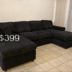 Beautiful U-Shaped Corduroy Sectional Sofa Set No Tax ‼️