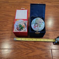 Painted Glass Ornament Pair