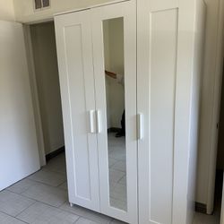 Wardrobe Closet With Mirror White