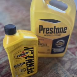 Unopened Prestone Coolant And 5w-20 Engine Oil