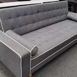 Gray Linen Futon Sofa Bed