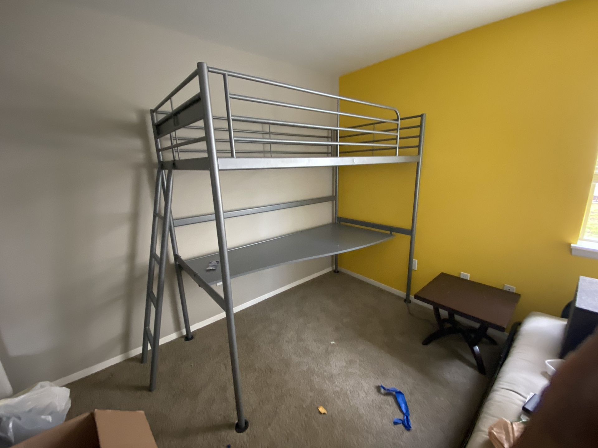 Twin size bed and desk