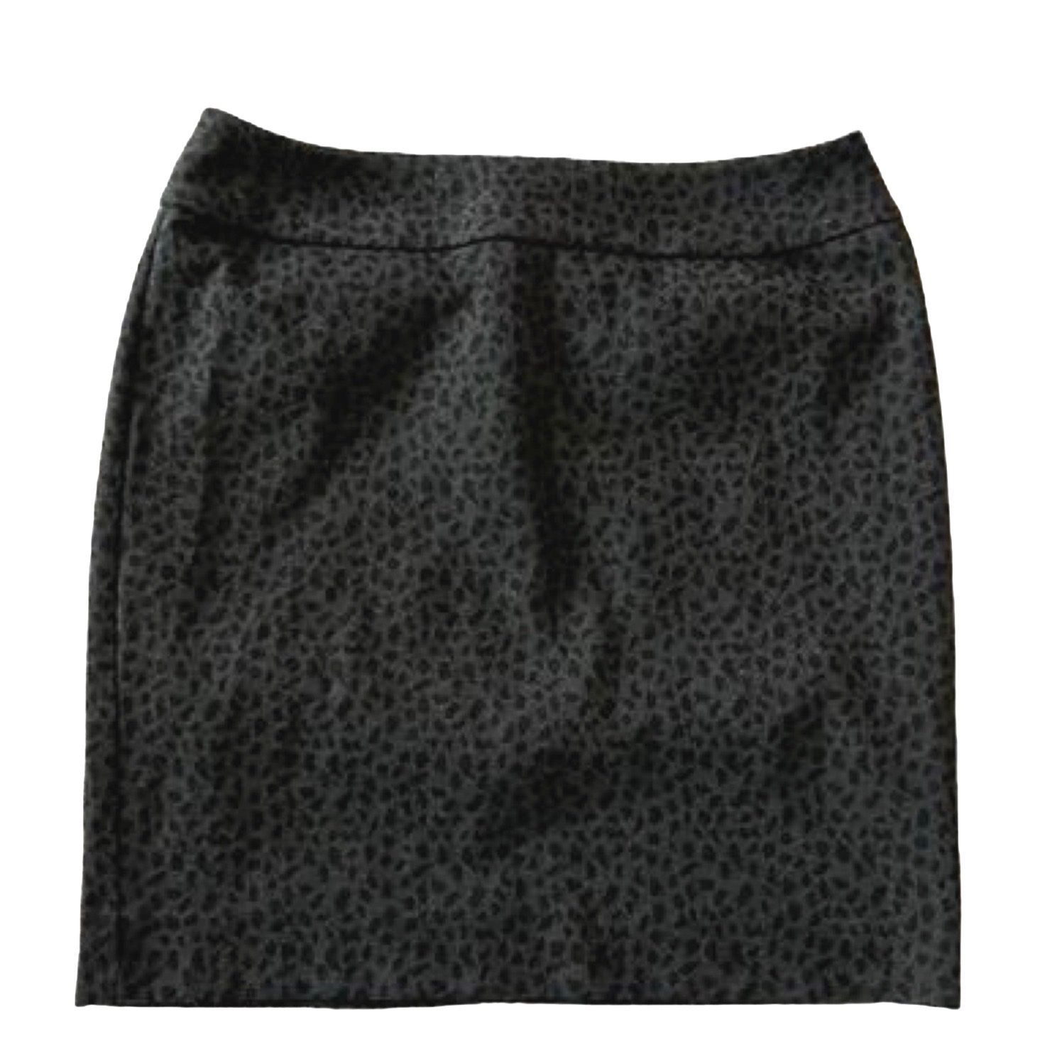 Women's Halogen Pencil Skirt Black Animal Print Stretch Knee-Length Size 12