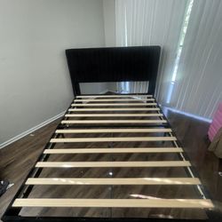 Queen Size Black Velvet Bed Frame 