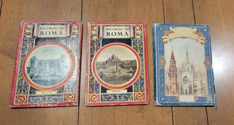 Vintage RICARDI DI ROME 1 & 2 AND MILANO ACCORDIAN POSTCARD BOOKS