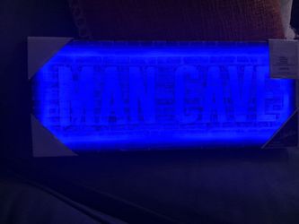 Mancave blue light up canvas sign