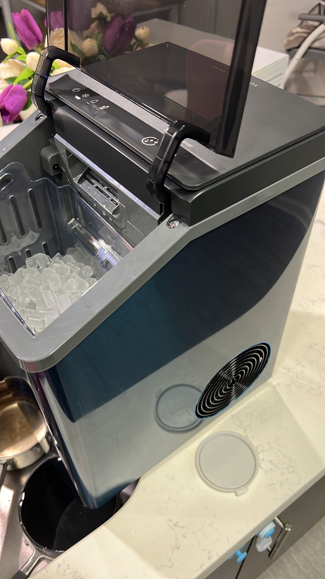 Nugget Ice Maker, Crushed Ice Makers Countertop with Self-Cleaning, Pellet Ice Machine