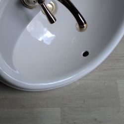 White Sink With Gold Faucet 