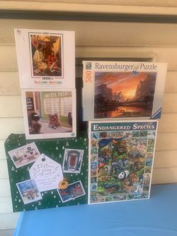 Puzzles all 5 boxes for $10 1 box has 4 puzzles the other 2 1000 pcs ea and 500 pcs