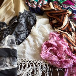 Versatile 7-Piece Scarf & Wrap Collection – Mixed Textures & Sizes