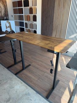 55” Electric Height-Adjustable Standing Desk Rustic Brown Office Desk height adjustable