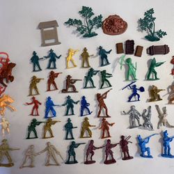 Vtg Plastic Military Army Cowboys Indians German Davy Crockett mix lot