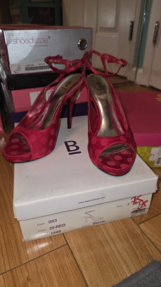 Bakers Red Polka Dot High Heels
