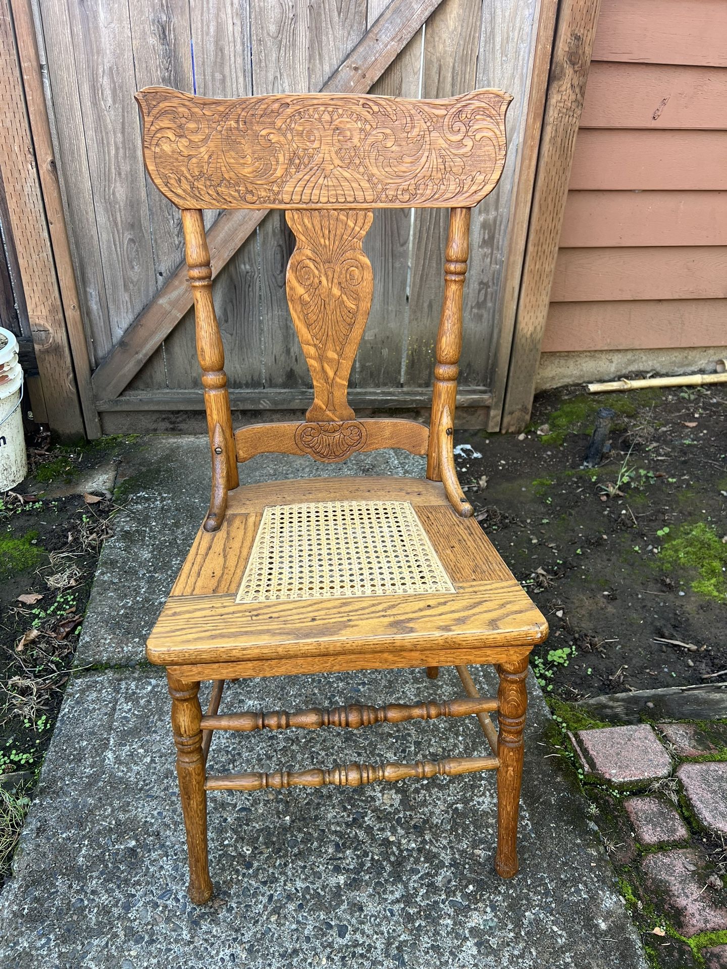Antique American Oak Press back Larkin Chair