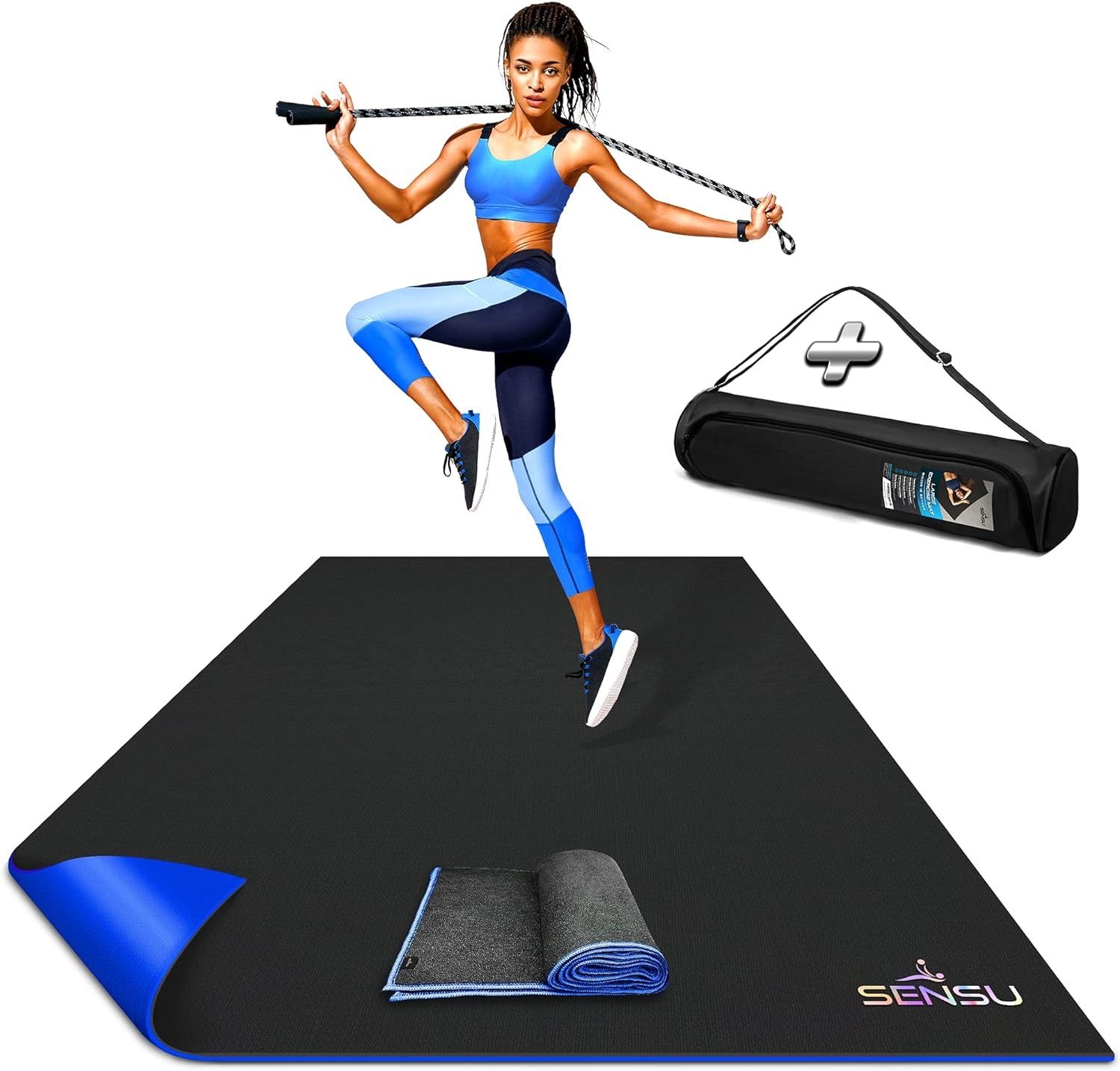 Sensu Large Exercise Mat – 7’ x 5’ x 8.5mm Extra Thick Workout Mat