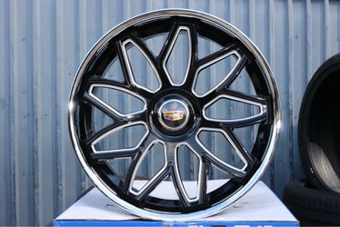 Cadillac Alloy Wheel Black Milled Chrome Lip