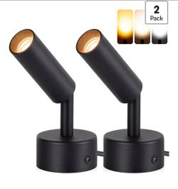 2 Pack Dimmable LED Spotlights Indoor, 3W Plug-in Uplights for Plants