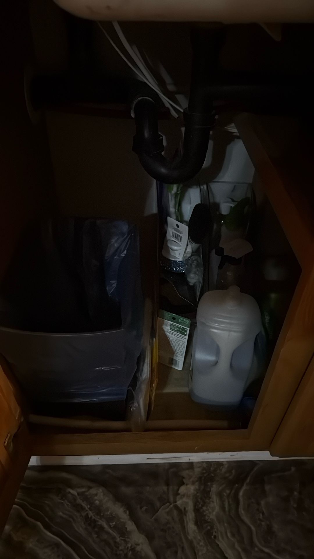 Cleaning Supplies And Trashcan